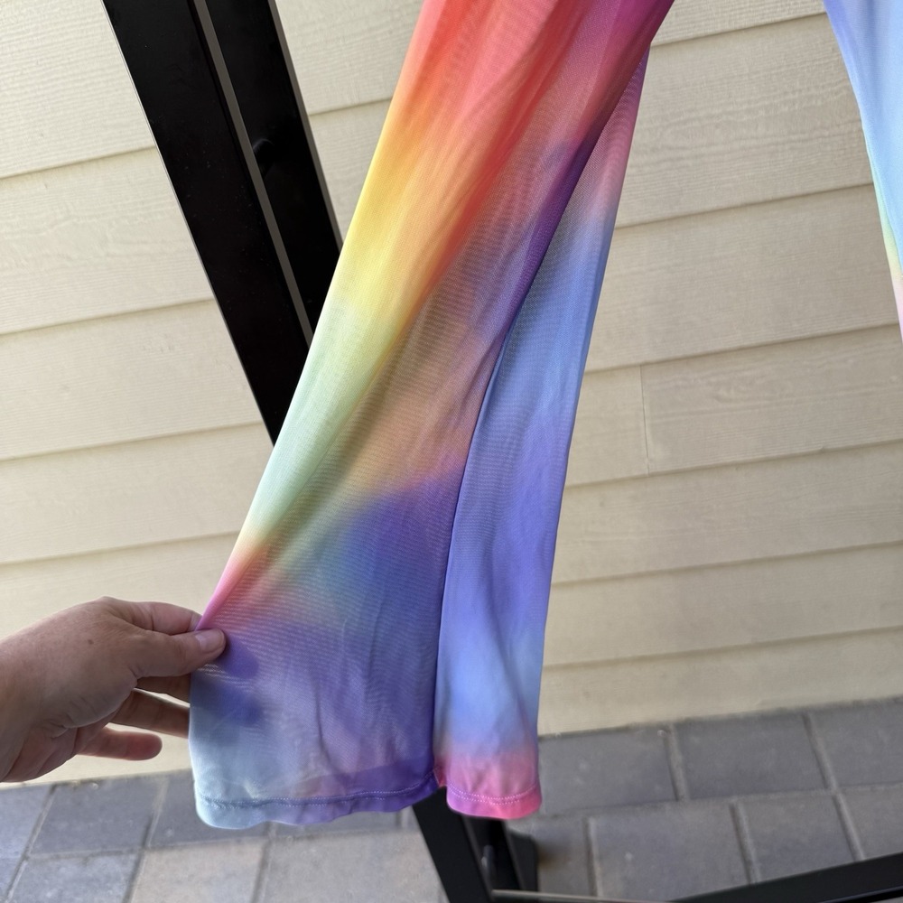 Jaded London Mesh Bodycon Maxi Dress w/ Silver Bodysuit Medium Festival Rave - Picture 5 of 10